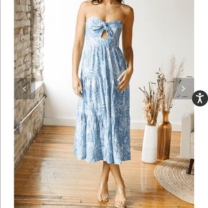 Strapless Midi Dress with Pattern